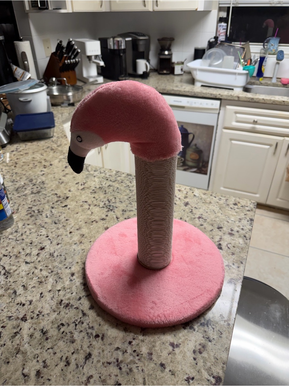 Plush Pink Flamingo Cat Scratcher with Sisal Post